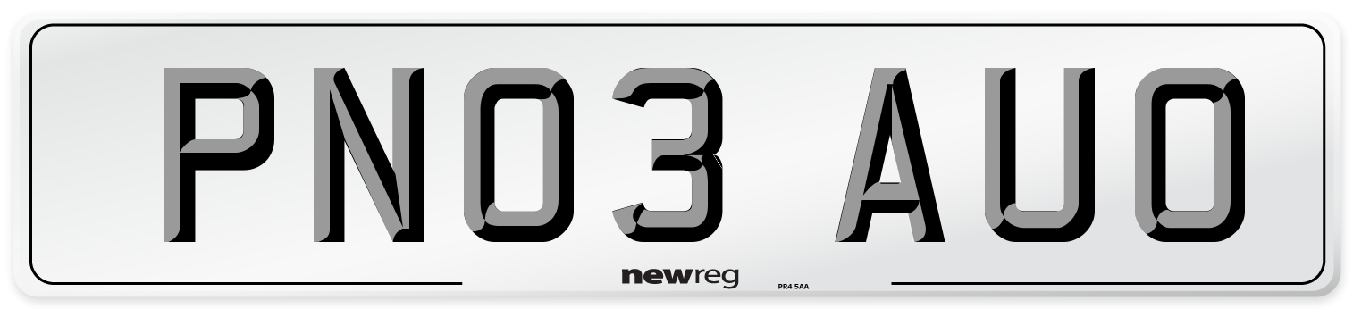 PN03 AUO Number Plate from New Reg